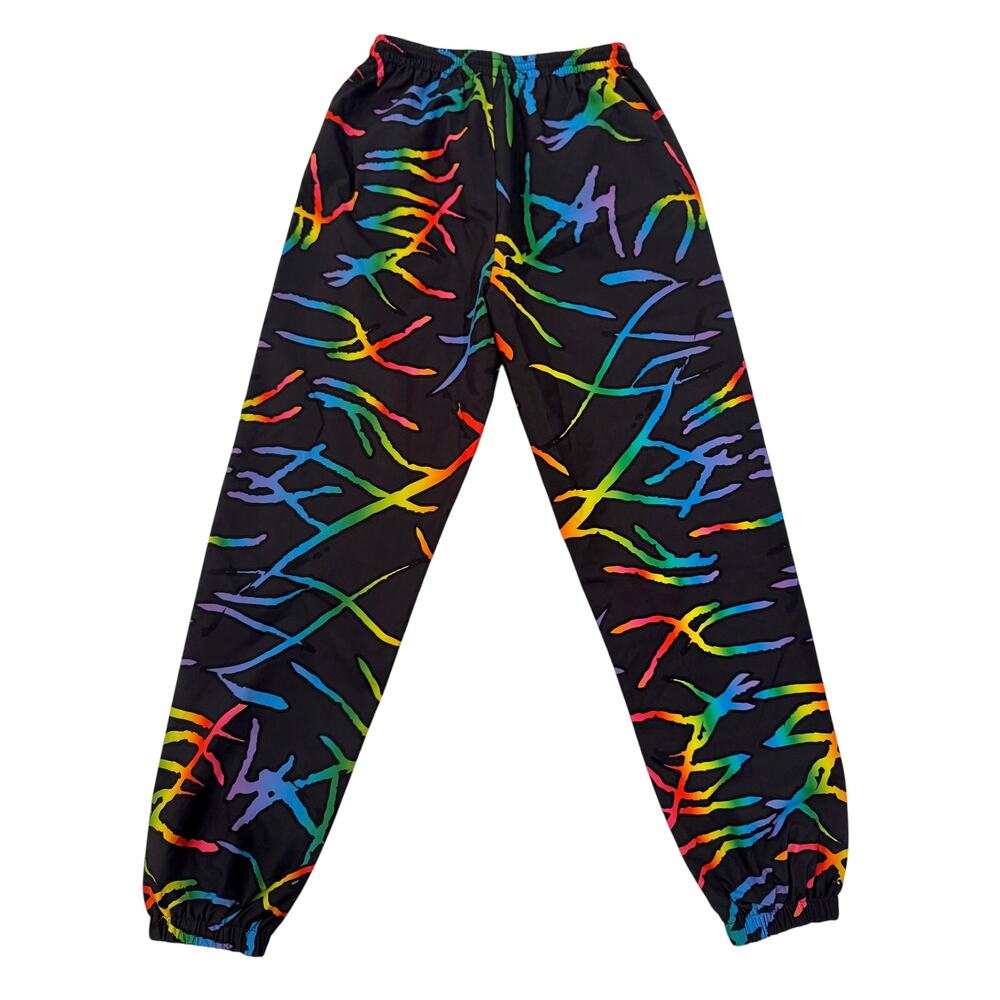 STAYCOOLNYC Electric Beach Rainbow Windbreaker Jogger Pant Black Small Festival - Picture 4 of 16
